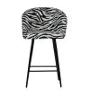 Novara Bar Stool in Zebra Fabric with Armrests
