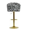 Snape Bar Stool in Zebra Fabric with Armrests