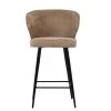Colby Bar Stool in Fawn Brown Fabric with Armrests