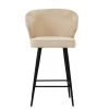 Colby Bar Stool in Natural Cream Fabric with Armrests