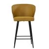 Colby Bar Stool in Light Tan Brown Leather with Armrests