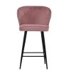 Colby Bar Stool in Pink Velvet with Armrests