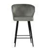 Colby Bar Stool in Light Grey Velvet with Armrests