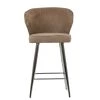 Jarrow Bar Stool in Fawn Brown Fabric with Armrests