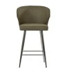 Jarrow Bar Stool in Taupe Leather with Armrests