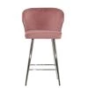 Jarrow Bar Stool in Pink Velvet with Armrests
