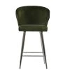 Jarrow Bar Stool in Olive Green Velvet with Armrests