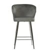 Jarrow Bar Stool in Light Grey Velvet with Armrests