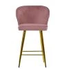 Flake Bar Stool in Pink Velvet with Armrests