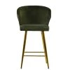Flake Bar Stool in Olive Green Velvet with Armrests