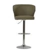 Asham Bar Stool in Taupe Leather with Armrests