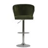 Asham Bar Stool in Olive Green Velvet with Armrests