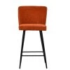 Dutton Bar Stool in Orange Fabric with High Backrest