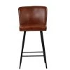 Dutton Bar Stool in Vintage Brown Leather with High Backrest