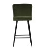 Dutton Bar Stool in Olive Green Velvet with High Backrest