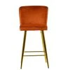 Wellington Bar Stool in Burnt Orange Velvet with High Backrest