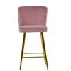 Wellington Bar Stool in Pink Velvet with High Backrest