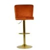 Marazion Bar Stool in Burnt Orange Velvet with High Backrest