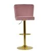 Marazion Bar Stool in Pink Velvet with High Backrest