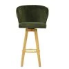 Kalix Bar Stool in Olive Green Velvet with Armrests