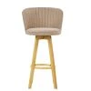 Mjolby Bar Stool in Fawn Brown Fabric with High Backrest