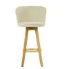 Mjolby Bar Stool in Cream Boucle with High Backrest