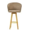 Skara Bar Stool in Fawn Brown Fabric with Armrests