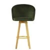 Skara Bar Stool in Olive Green Velvet with Armrests