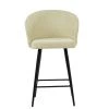Novara Bar Stool in Cream Fabric with Armrests & Black Base