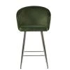 Novara Bar Stool in Olive Green Velvet with Armrests & Chrome Base