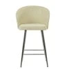 Novara Bar Stool in Cream Fabric with Armrests & Chrome Base