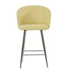 Novara Bar Stool in Cream Leather with Armrests & Chrome Base