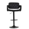 Zeus Bar Stool in Black Leather with Armrests