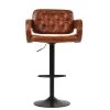 Zeus Bar Stool in Vintage Brown Leather with Armrests
