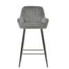 Hamilton Bar Stool in Light Grey Velvet & Chrome Base