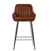 Hamilton Bar Stool in Vintage Brown Leather & Chrome Base
