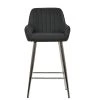 Hamilton Bar Stool in Dark Grey Leather & Chrome Base