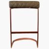 Burrello 65cm Bar Stool in Aged Brown Leather & Rose Gold Base
