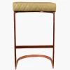 Burrello 65cm Bar Stool in Aged Cream Leather & Rose Gold Base