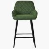 Carson Bar Stool in Aged Olive Green Leather & Black Base