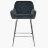Carson Bar Stool in Dark Grey Velvet & Chrome Base