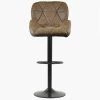 Cedar Bar Stool in Aged Brown Leather with High Backrest