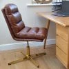 Cowper Office Chair in Vintage Brown Leather & Gold Base