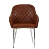 Opus Carver Dining Chair in Vintage Brown Leather & Chrome Base