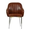 Lule Carver Dining Chair in Vintage Brown Leather & Chrome Base