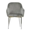 Lule Carver Dining Chair in Light Grey Velvet & Chrome Base