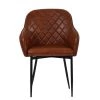 Opus Carver Dining Chair in Vintage Brown Leather & Black Base