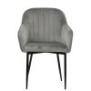 Lule Carver Dining Chair in Light Grey Velvet & Black Base