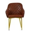Opus Carver Dining Chair in Vintage Brown Leather & Gold Base