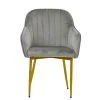 Lule Carver Dining Chair in Light Grey Velvet & Gold Base